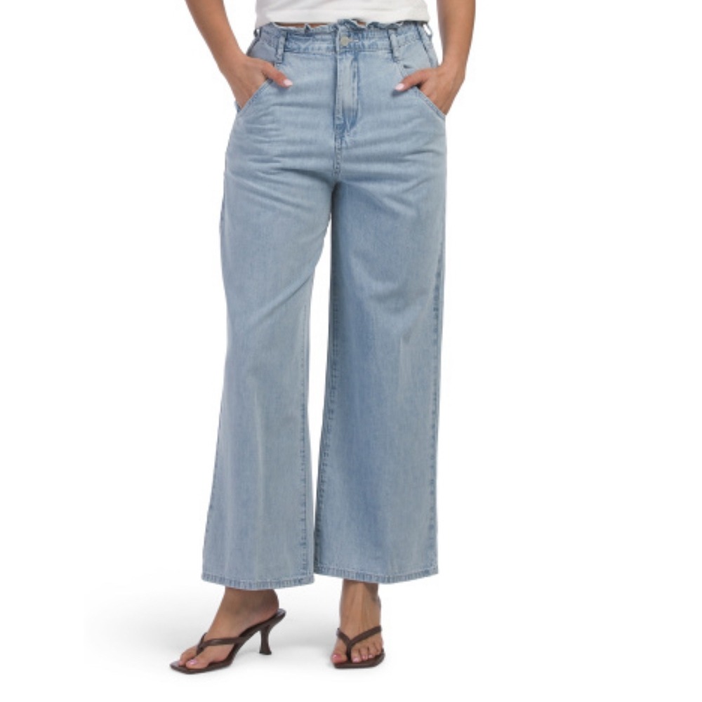 NEW BLANKNYC Women's Jeans Size L Light Wash Denim Wide‎ Leg High Waist
